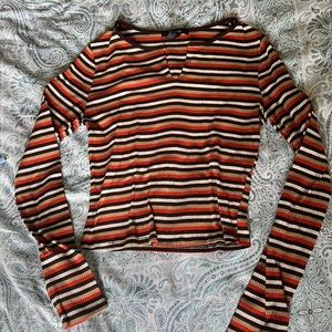 Orange, brown, tan, white striped long sleeve from forever21